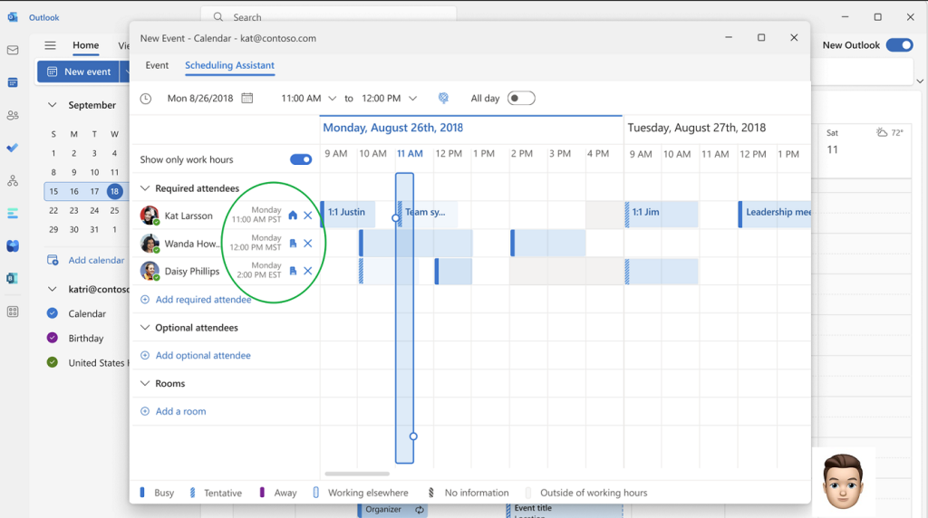 Screenshot of Scheduling Assistant